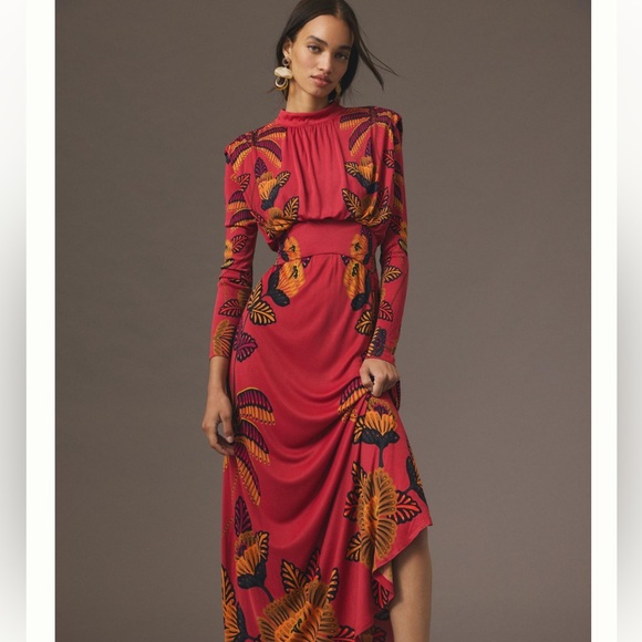 FARM Rio Dresses & Skirts - Farm Rio Long-Sleeve Mock-Neck Maxi Dress